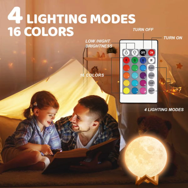 16 Color LED Moon Light USB Rechargeable Remote Control Tap Light Moon Lamp for Bedroom Decoration Kids Birthday Gift Nightlight - Image 4