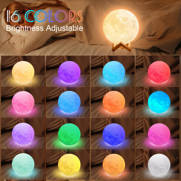 16 Color LED Moon Light USB Rechargeable Remote Control Tap Light Moon Lamp for Bedroom Decoration Kids Birthday Gift Nightlight - Image 2