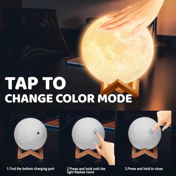 16 Color LED Moon Light USB Rechargeable Remote Control Tap Light Moon Lamp for Bedroom Decoration Kids Birthday Gift Nightlight - Image 3